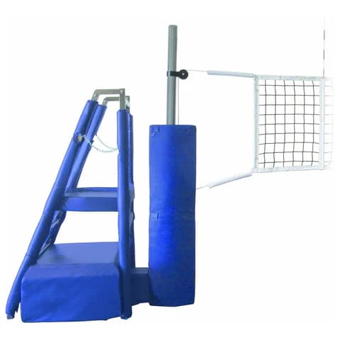 Fully padded referee stand next to the net system