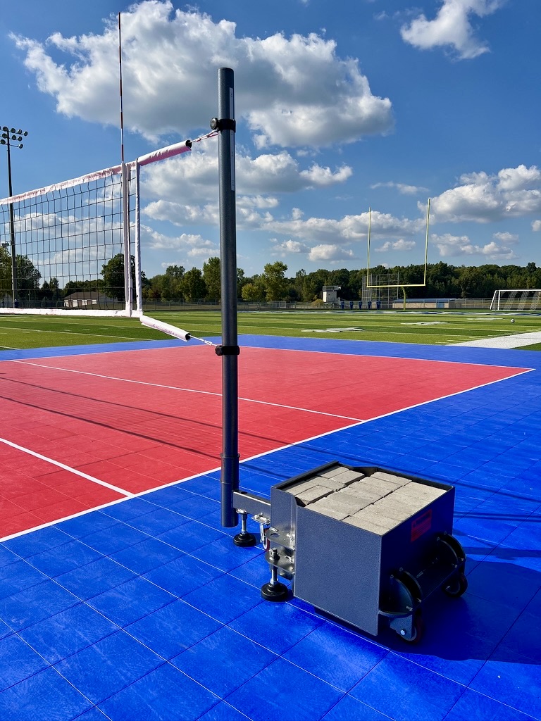 Net system supported with concrete blocks
